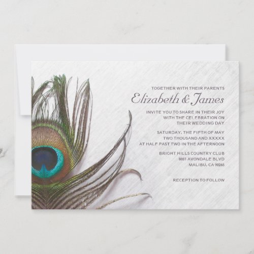 Modern Peacock Feathers Wedding Invitations