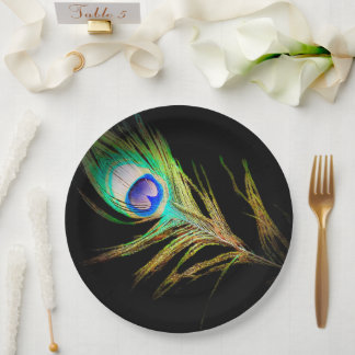 Modern Peacock Paper Plates