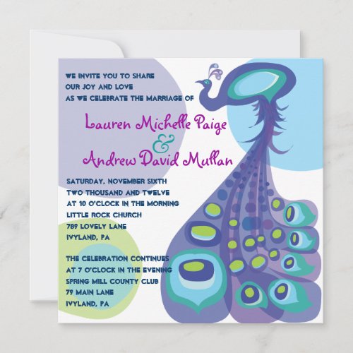 Modern Peacock Wedding Invitation