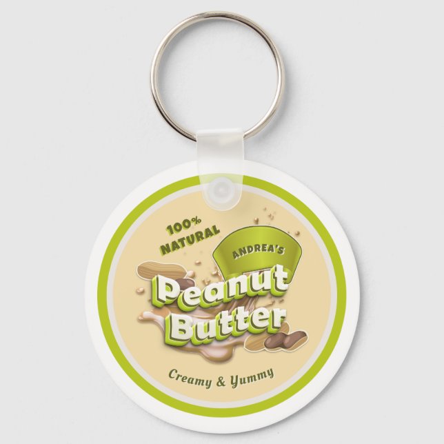 Modern Peanut Butter Personalized Logo Trendy Keychain (Front)