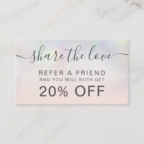 Modern pearl nacre blush ombre professional referral card