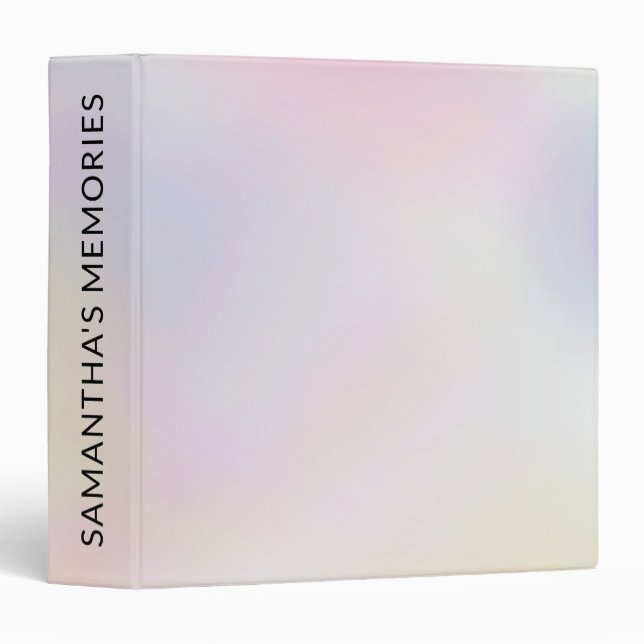 Modern pearl nacre iridescent pink holographic 3 ring binder (Front/Spine)