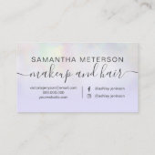 Modern pearl nacre ombre lavender makeup hair business card (Back)