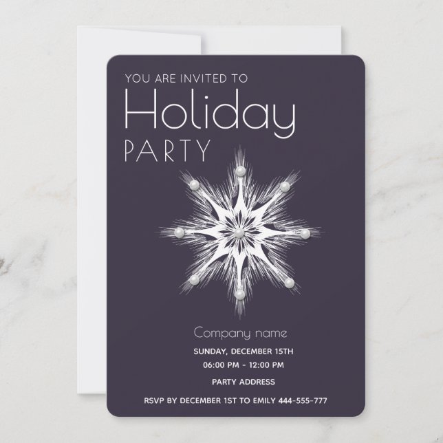 Modern pearl snowflake corporate Holiday party  Invitation (Front)