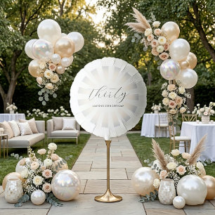 Modern Pearl Sunburst Script Milestone Birthday Balloon