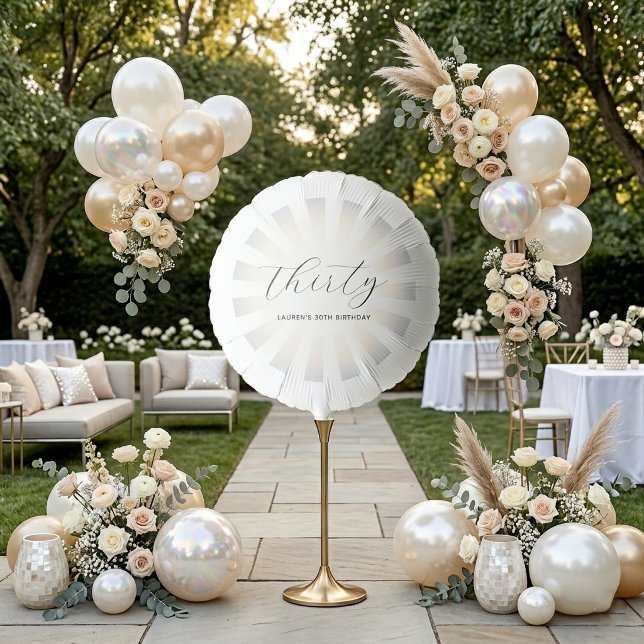 Modern Pearl Sunburst Script Milestone Birthday Balloon (Creator Uploaded)
