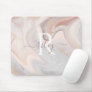 Modern Pearl Swirl Iridescent Custom Name Monogram Mouse Pad