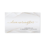 Modern Pearl White and Gold Geometric Business Card