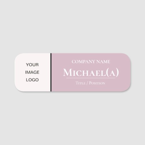 Modern Pearl White  Rose Quartz Pink Company LOGO Name Tag