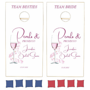 Modern Pearls and Prosecco Bridal Shower Party Cornhole Set