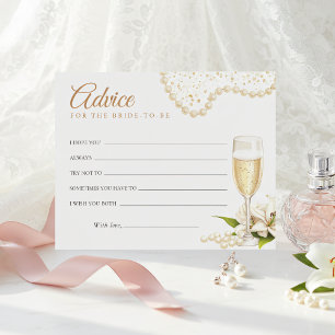 Modern Pearls & Prosecco Bridal Shower Advice Card
