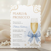Modern Pearls & Prosecco Bridal Shower Invitation