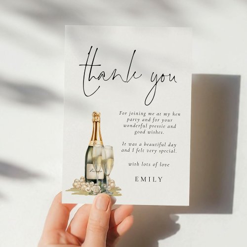Modern Pearls Prosecco Hen Party Thank You Card
