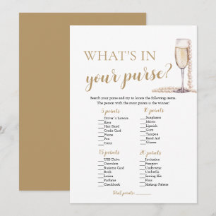 Modern Pearls & Prosecco What's In Your Purse Game Invitation