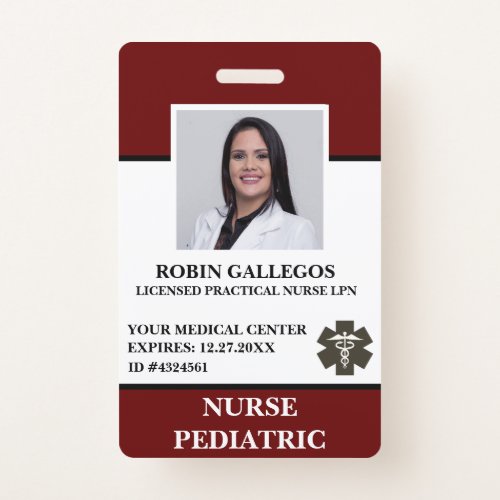 Modern Pediatric Nurse Hospital Care Clinic ID Badge