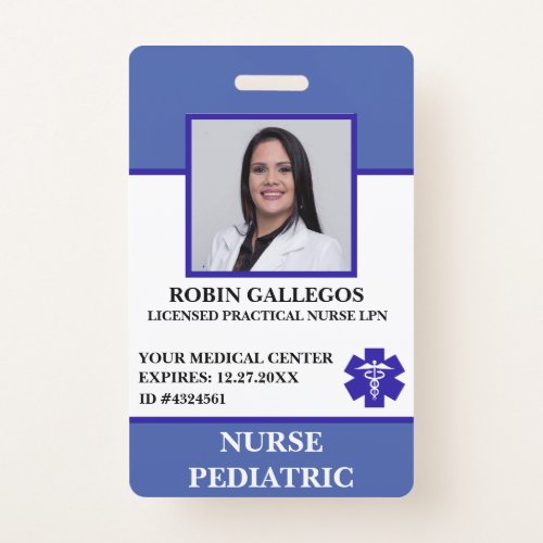 Modern Pediatric Nurse Hospital Care Clinic ID Badge