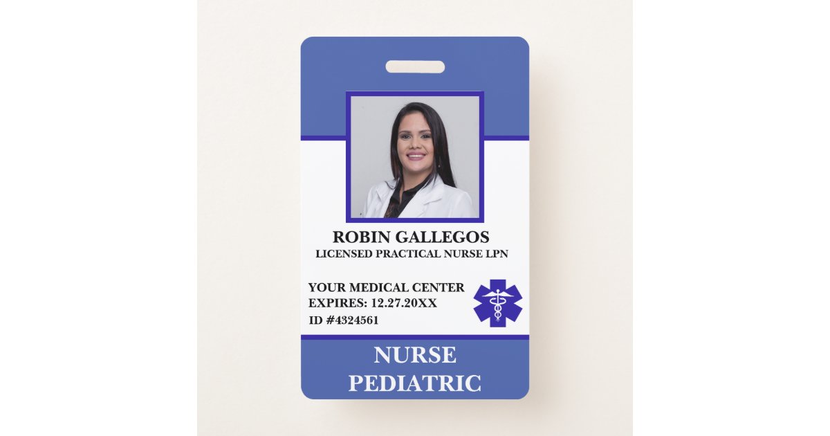 MSN RN Badge - Pink/Blue - Horizontal Badge Id Card for Registered