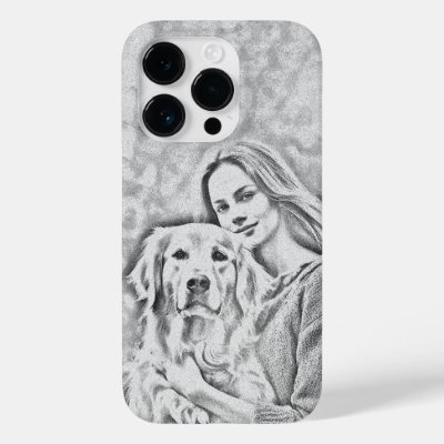 Modern Pencil Drawin Dog MOM Dog Lover iPhone Case