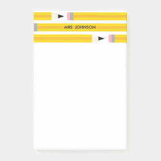 Modern Pencil Teacher Personalized Post-it Notes