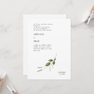 Modern Pencil & Watercolor Greenery Wedding Invitation