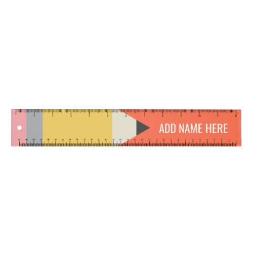 Modern Pencil with Simple Text for Name Classroom Ruler