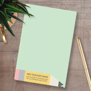 Modern Pencil With Teacher And Classroom Info Post-it Notes by ForTeachersOnly at Zazzle