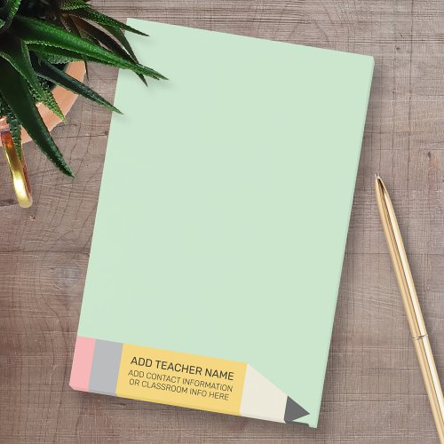 Modern Pencil with Teacher and Classroom Info Post_it Notes