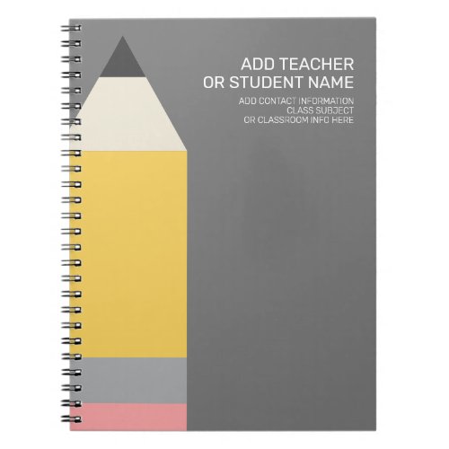 Modern Pencil with Teacher and Classroom Subject Notebook