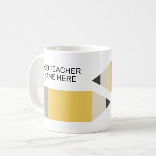 Modern Pencil with Teacher Name Coffee Mug