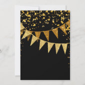 Modern Pennant Banner w Glitter Falling Confetti Invitation (Back)