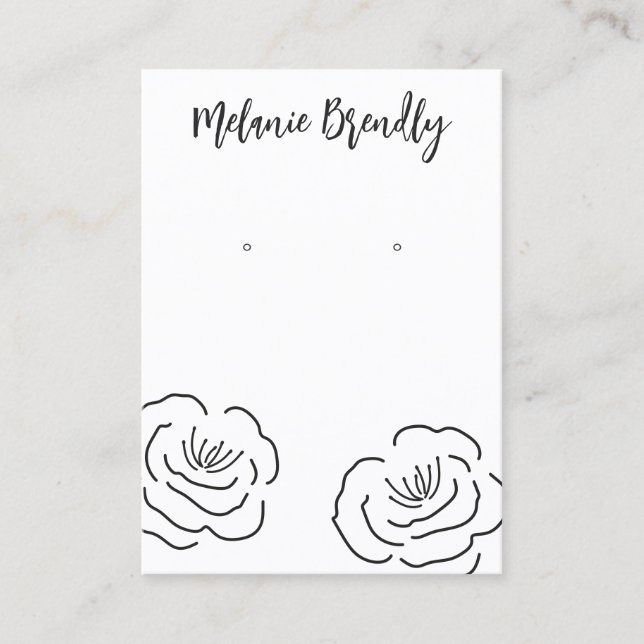 Modern Peonies Floral Jewelry Earring Display Business Card (Front)