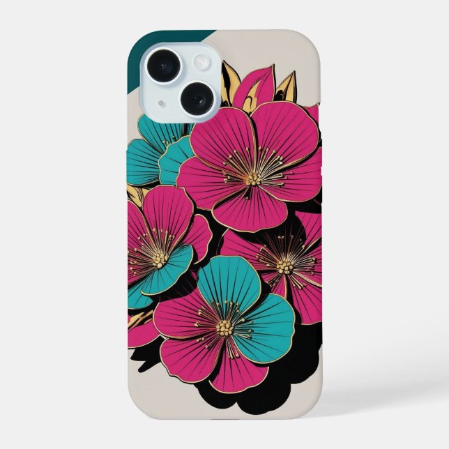 Modern peony design iphone case (Back)