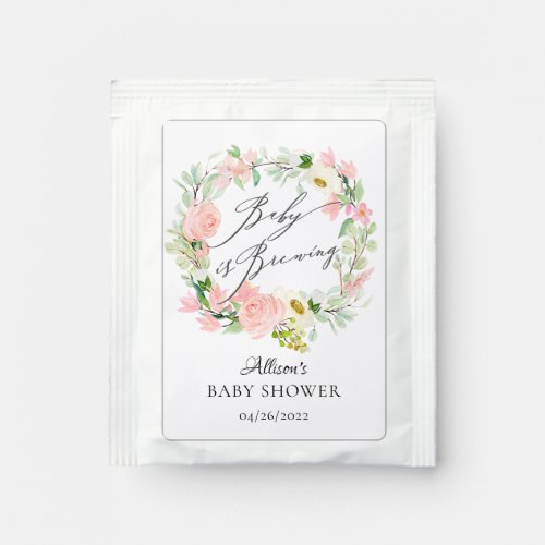 Modern Peony Floral Baby Shower Tea Bag Drink Mix