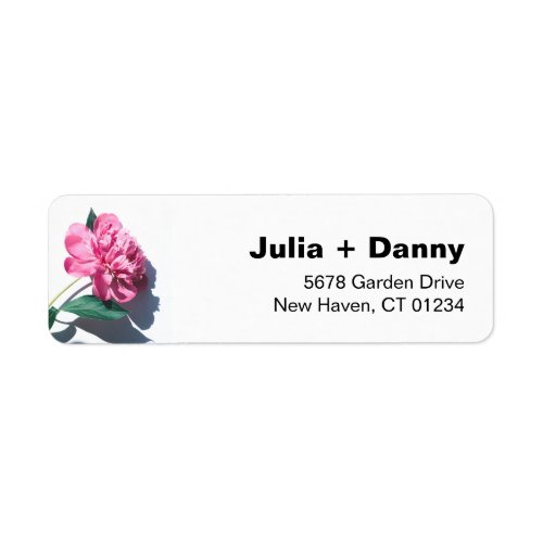 Modern Peony Flower Return Address Label