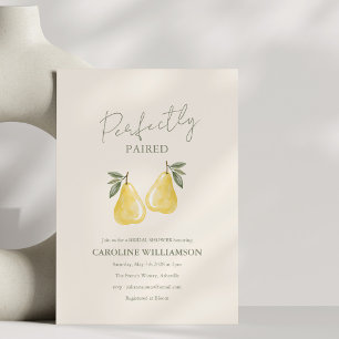 Modern Perfect Pear Fruit Theme Bridal Shower Invitation