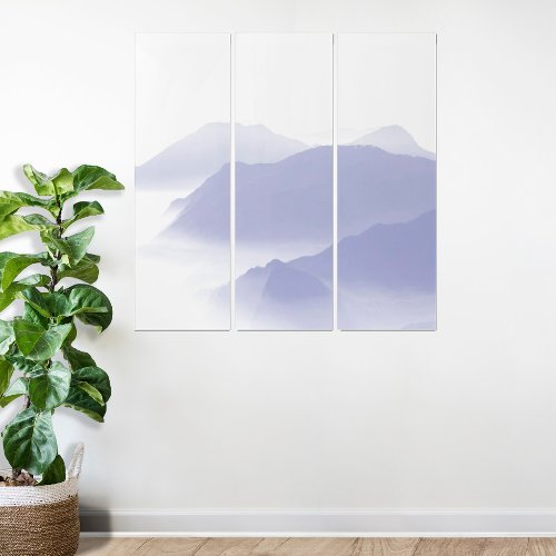 Modern Periwinkle Abstract Mountains Scenic Nature Triptych