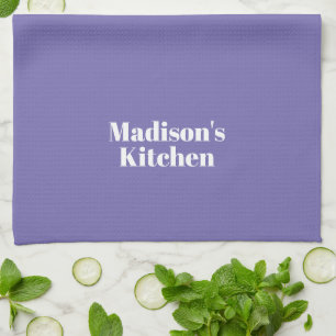 Modern periwinkle custom name text monogram chic kitchen towel