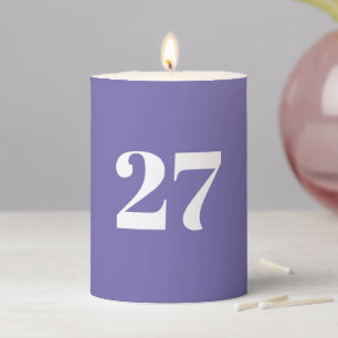 Modern periwinkle purple custom number birthday pillar candle