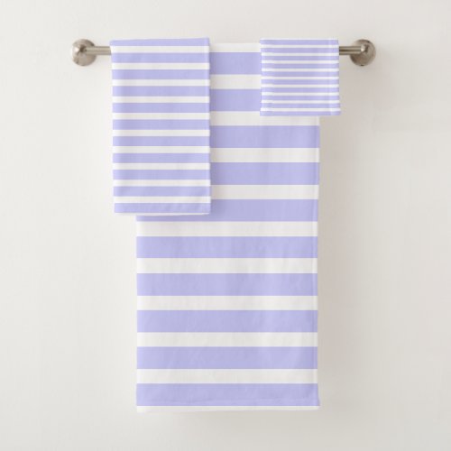 Modern Periwinkle White Stripes Pattern  Bath Towel Set