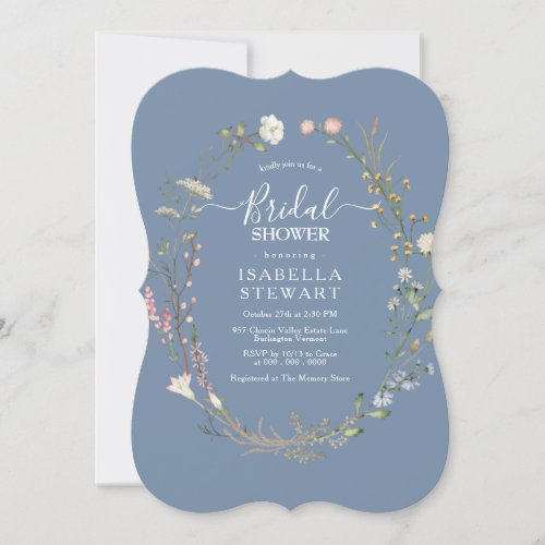 Modern Periwinkle Wildflower Elegant Bridal Shower Invitation