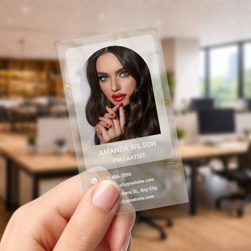 Modern Permanent Makeup Clear Business Cards