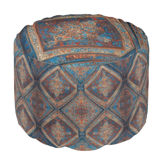 Modern Persian Beautiful Old Pattern Collection Pouf (Angled Front)