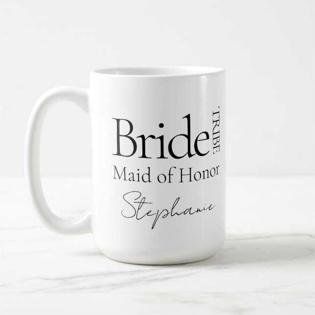 Modern Persoanlized Bride Tribe Bridal Party Gift Coffee Mug (Left)