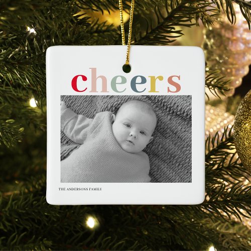 Modern Personal Photo  Colorful Cheers  Ceramic Ornament