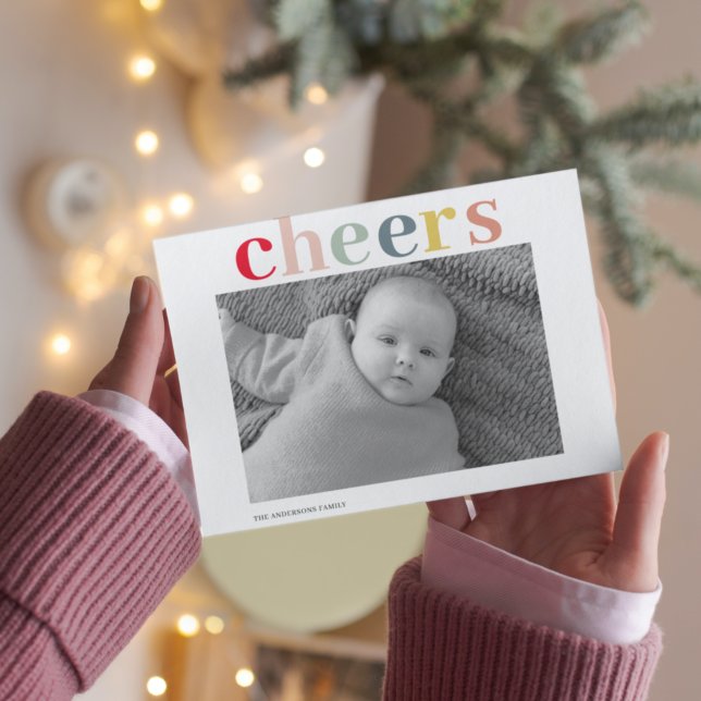 Modern Personal Photo | Colorful Cheers Postcard (Creator Uploaded)