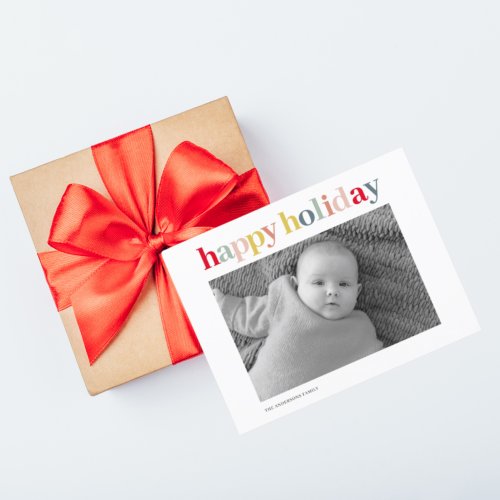 Modern Personal Photo  Colorful Happy Holiday Postcard