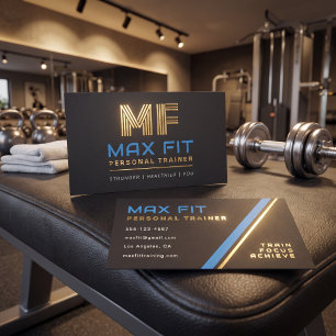 Modern Personal Trainer Fitness Coach Foil Business Cards