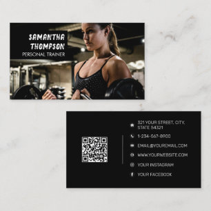 Modern Personal Trainer Fitness Photo Distressed Business Card