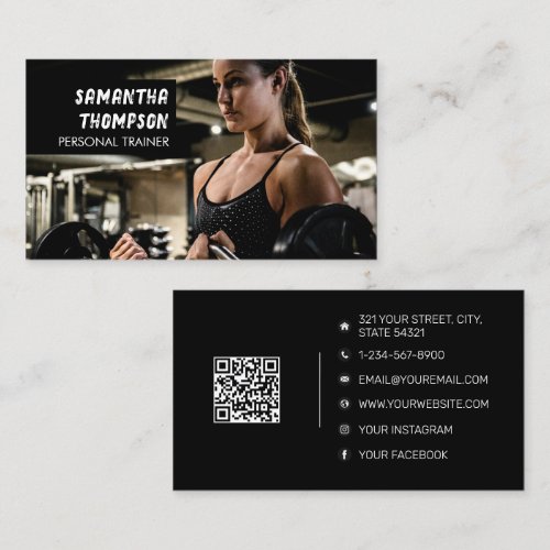 Modern Personal Trainer Fitness Photo Distressed Business Card