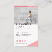 Modern Personal Trainer Fitness Photo Dumbbell Business Card (Back)
